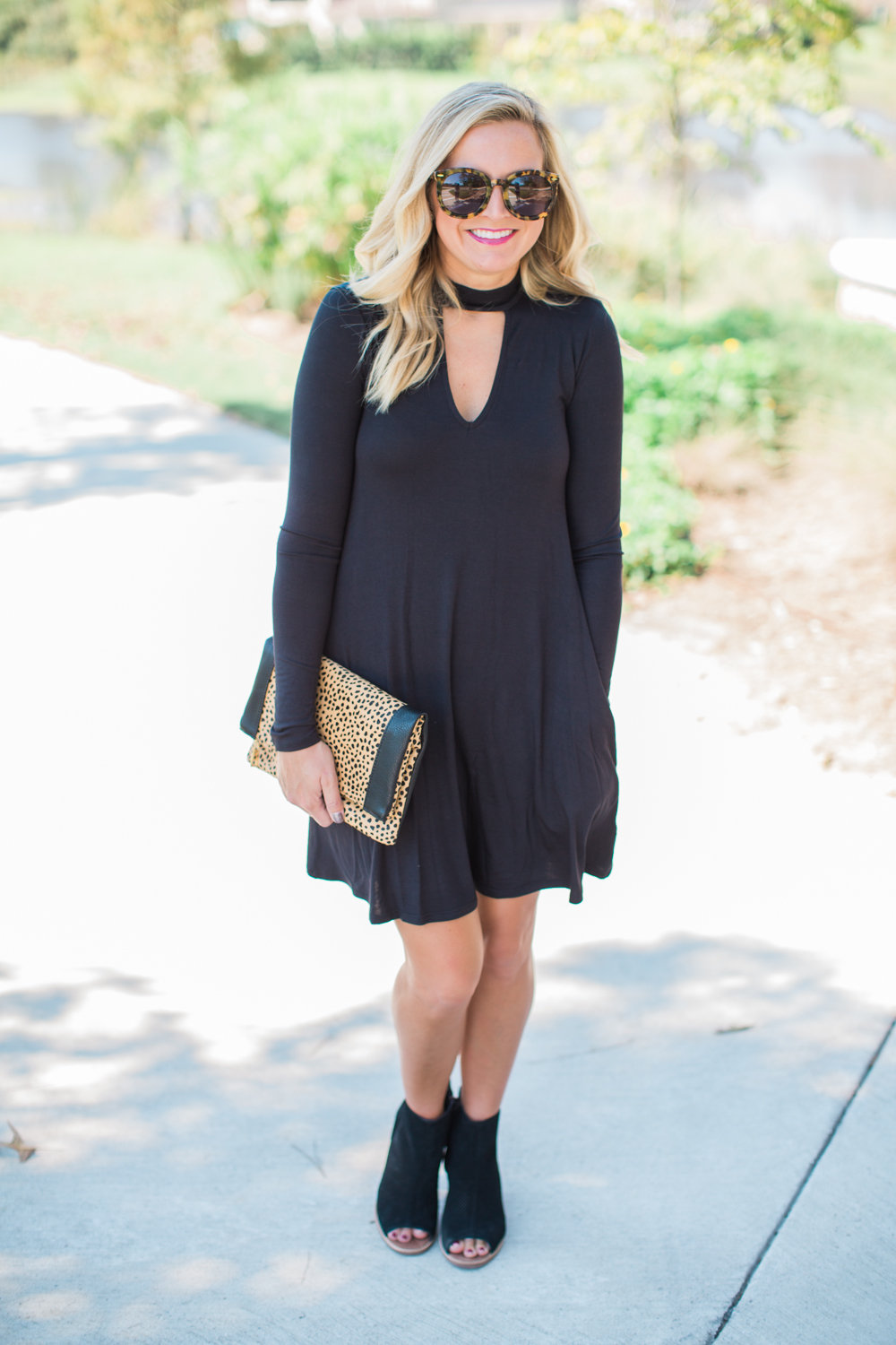 little black dress with booties
