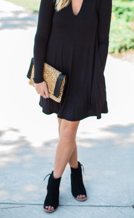black dress and booties